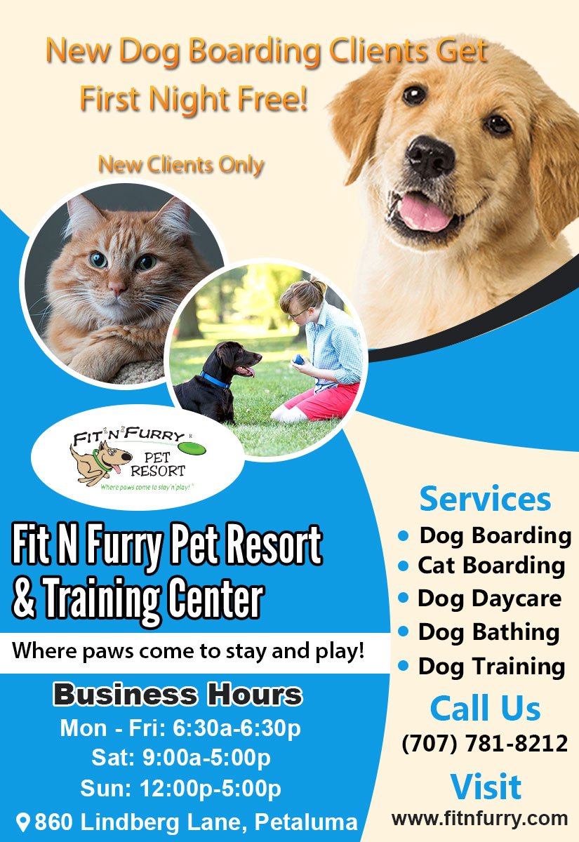 Fit n Furry Pet Resort & Training Center (PETALUMA, CA) SPESHpage: 50% OFF New Clients (Fit n Furry Pet Resort & Training Center ,  Fit n Furry ,  Dog day care ,  dog lodging ,  cat lodging ,  dog boarding ,  cat boarding ,  pet grooming ,  dog training     , )